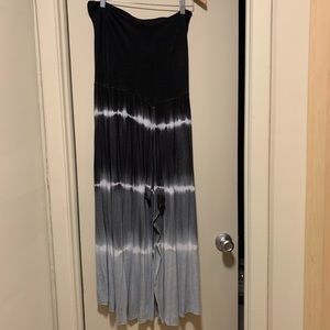 Black to Gray Ombré Strapless Dress